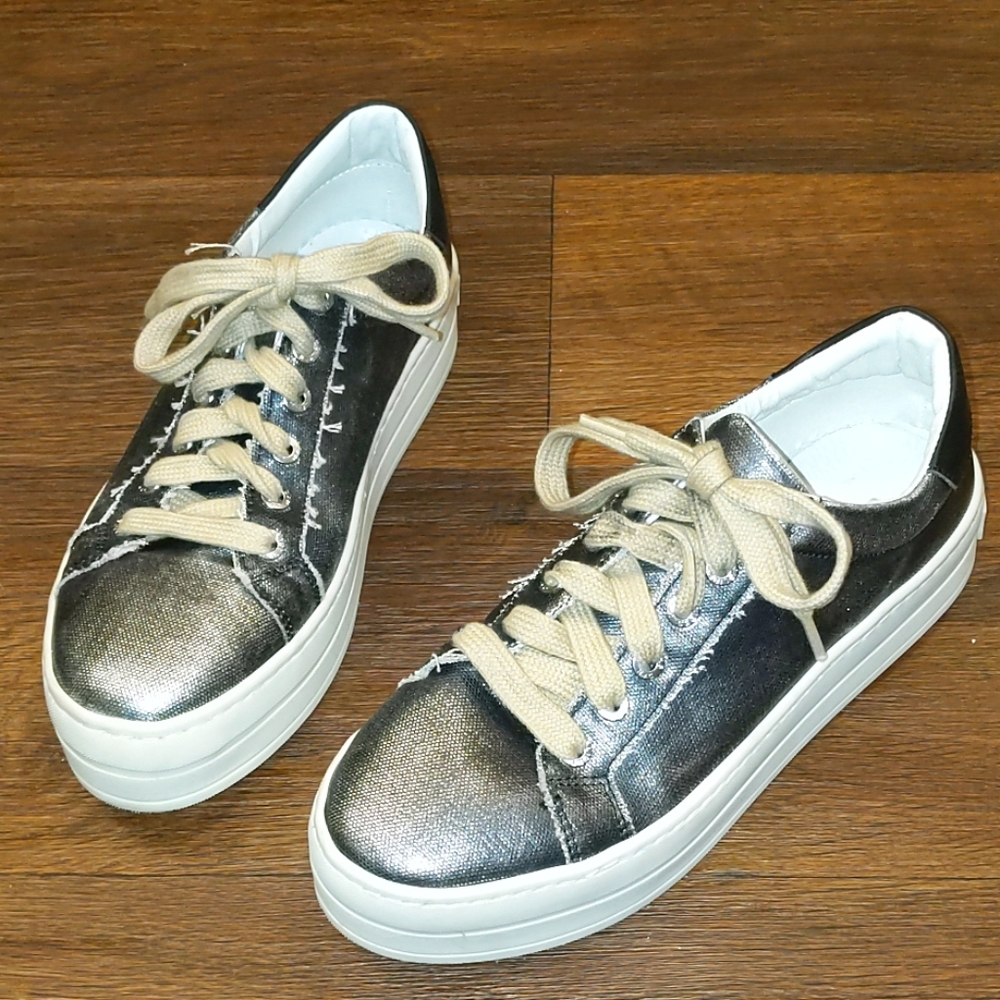 J/Slides Platform Pewter Metallic Sneakers